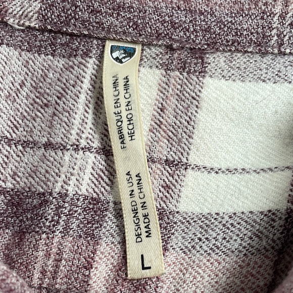 Kuhl Kamila Flannel Plaid Button Down Long Sleeve Shirt Purple and White Women L - Picture 5 of 12